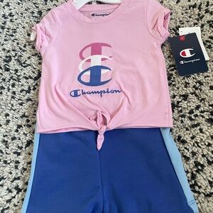 Champion Pink Top and Blue Shorts Set baby 12 months